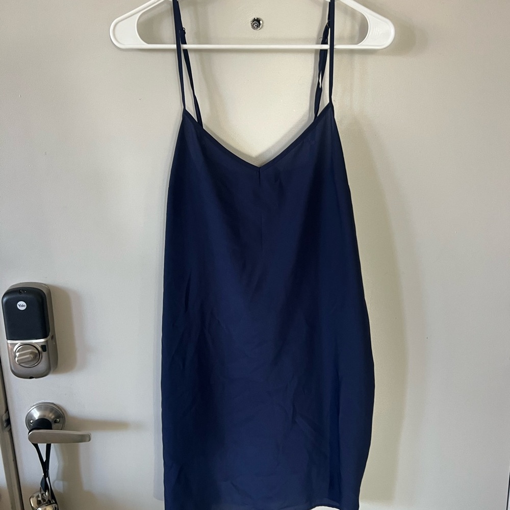 Navy Blue Semi-Sheer Slip Dress
